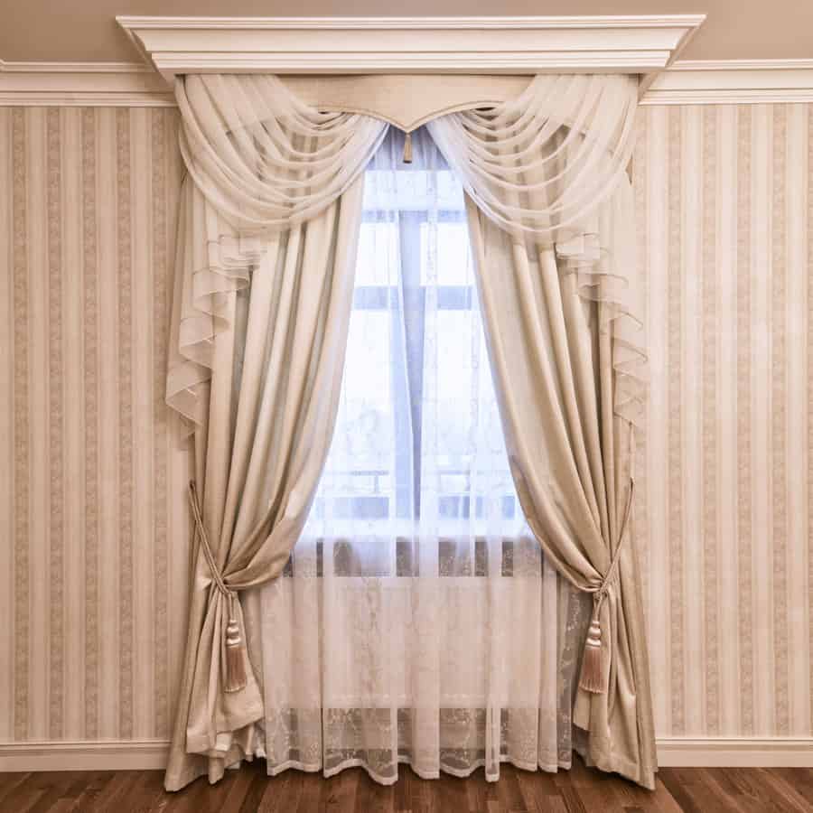 window with artistic draping 