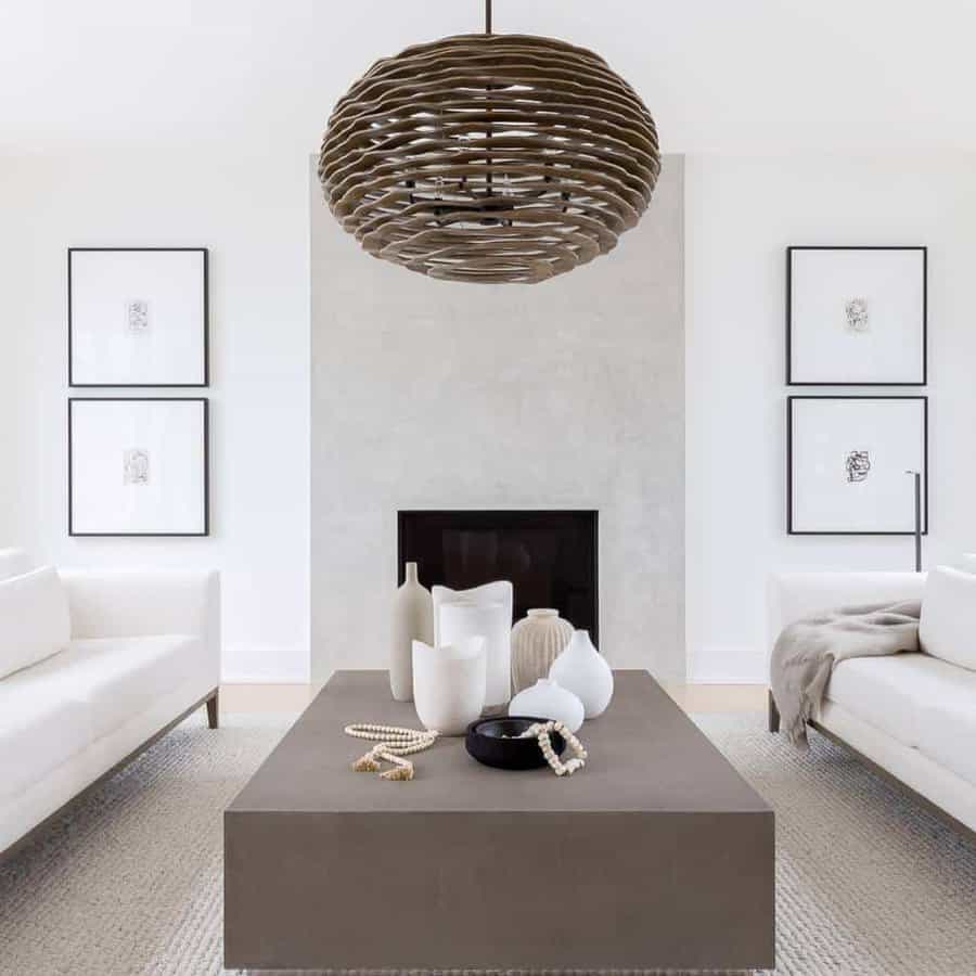 White living room with black accent