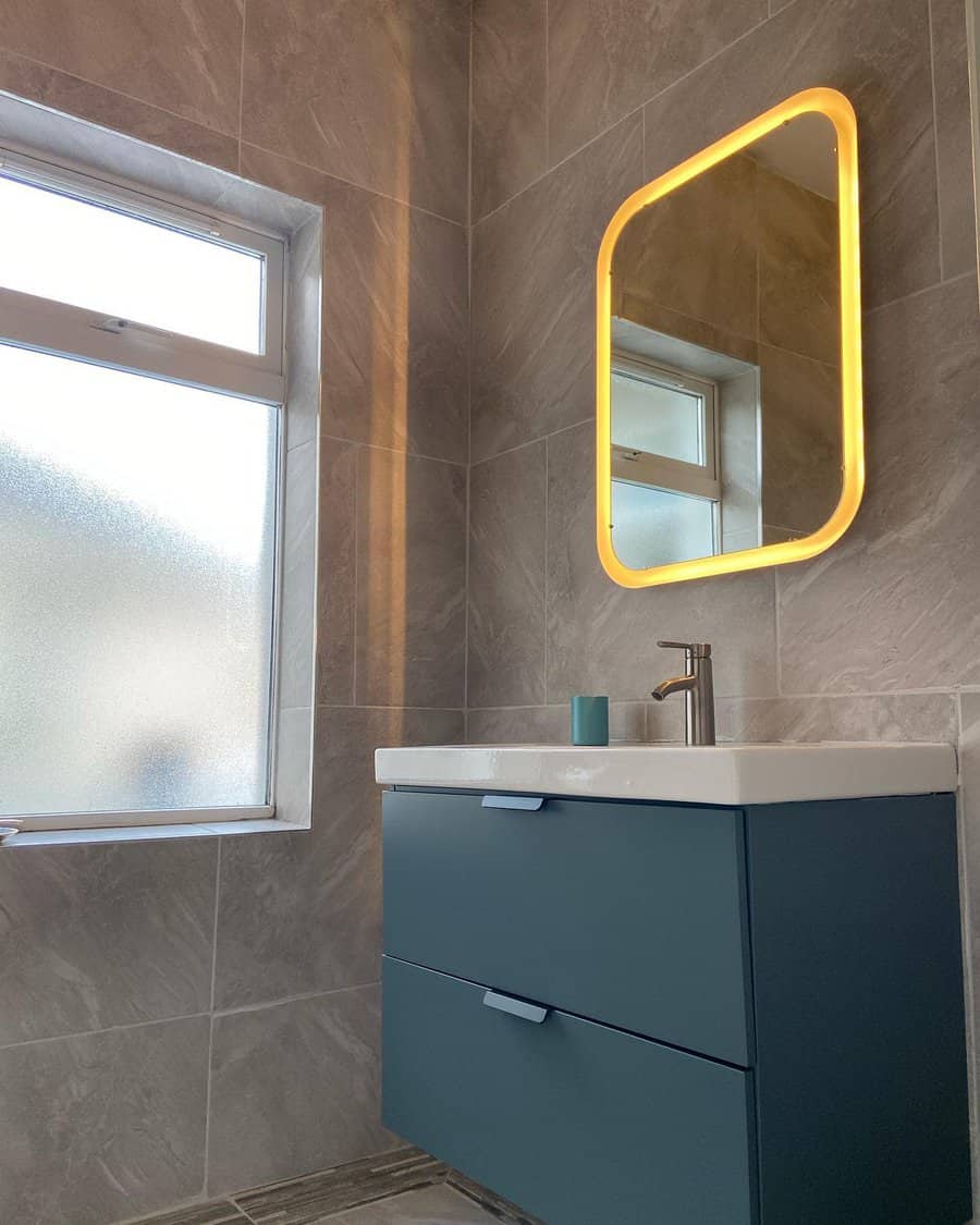 Small bathroom with LED mirror