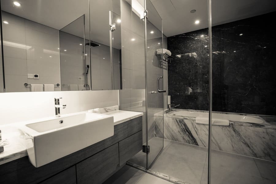 Modern black and white bathroom