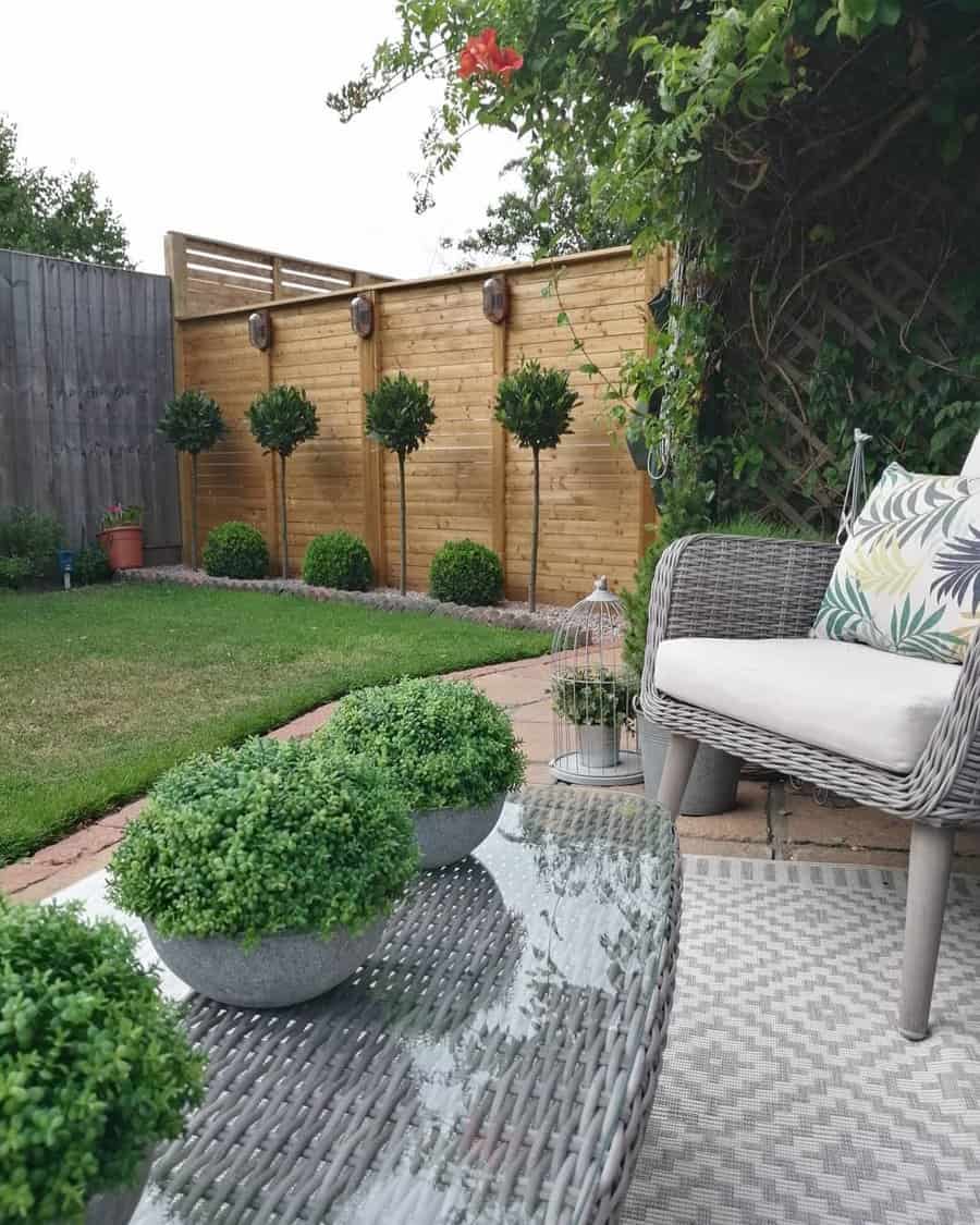 Enclosed garden wall with garden landscape