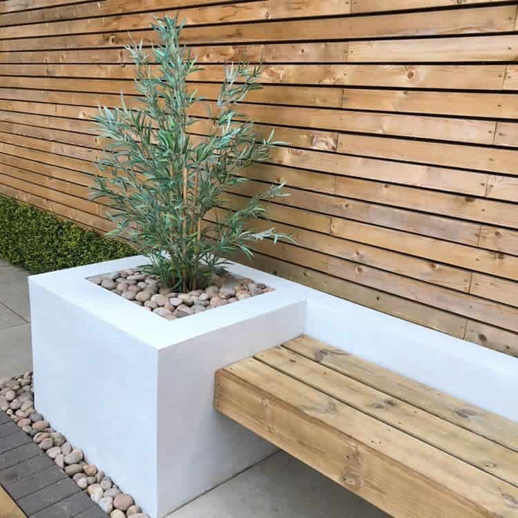 garden wall with bench