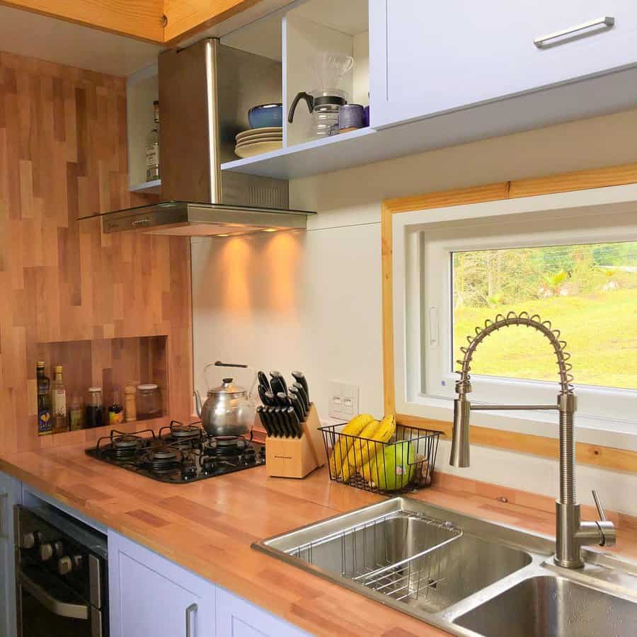 Cozy kitchen with wood accent