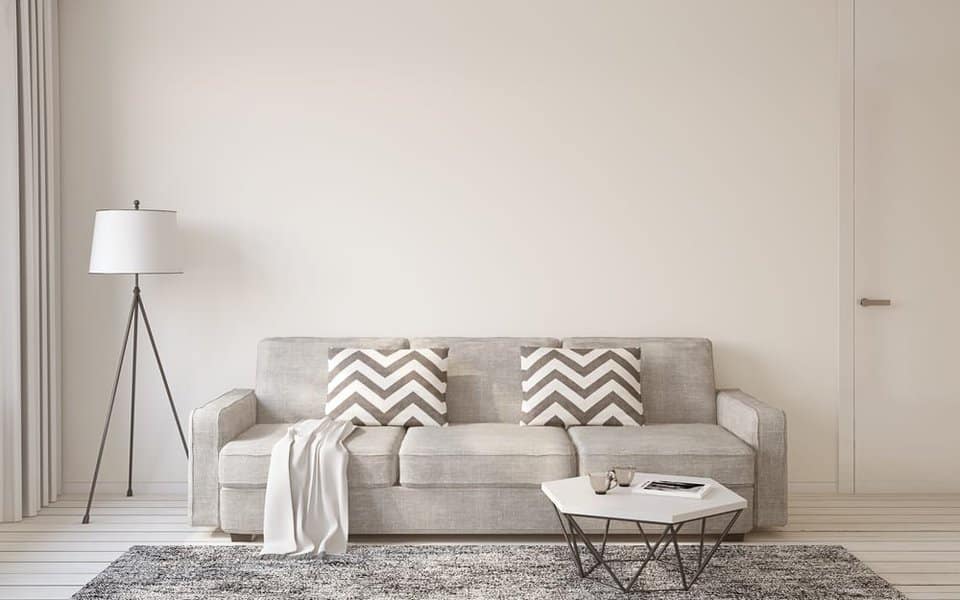 White living room with neutral accent