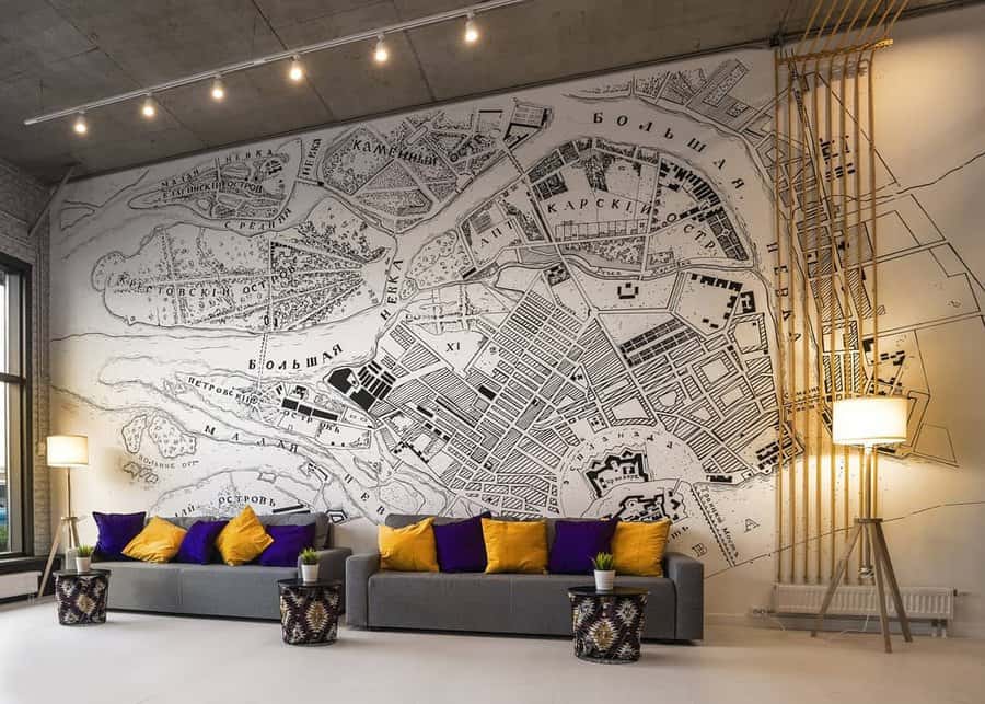 Monochrome sketch mural