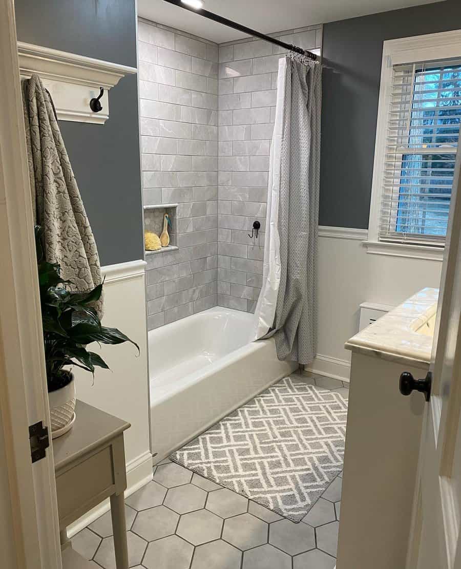 small bathroom with grey walls