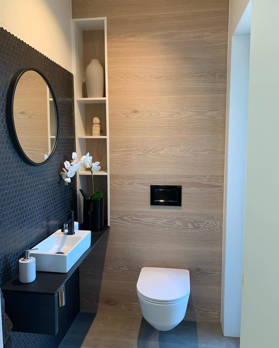 Small bathroom with wood walls