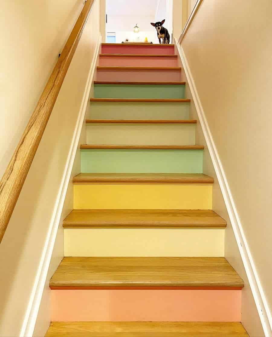 Basement Stairs With Wallpaper