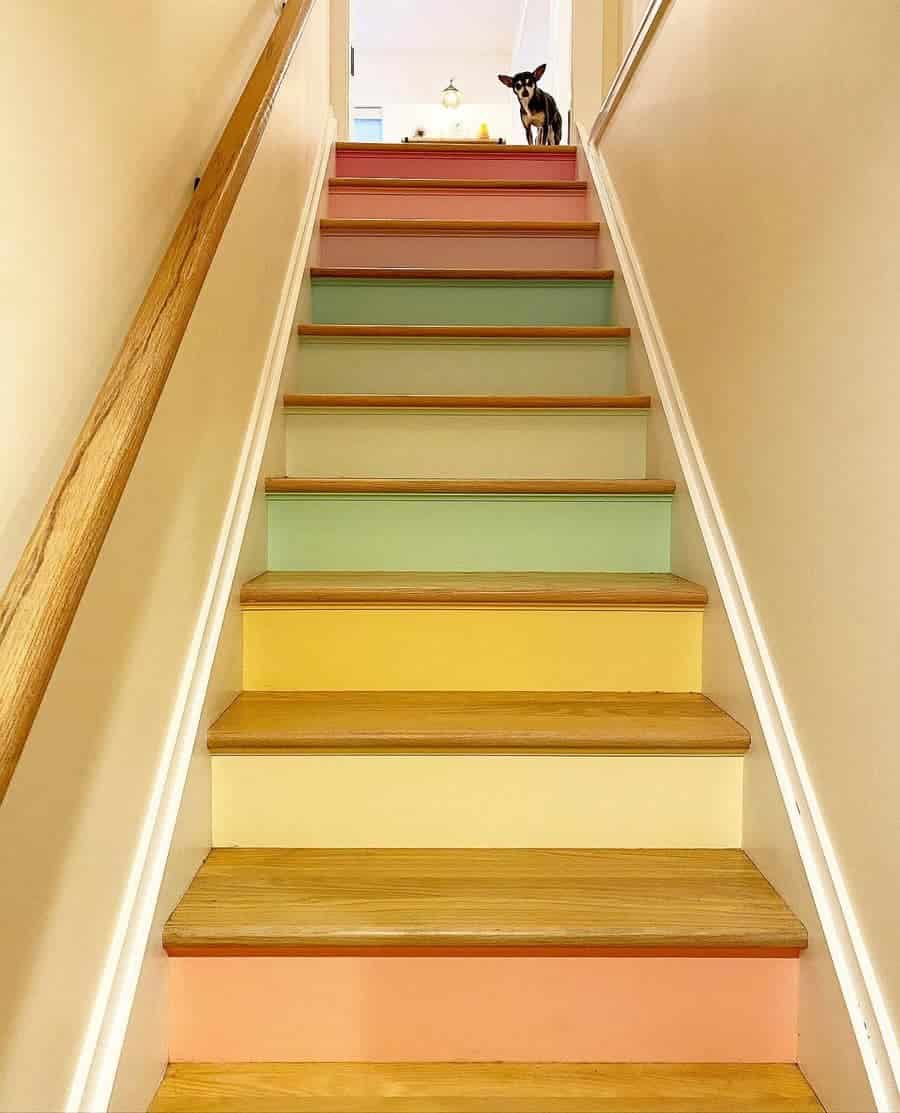 Colorful painted steps on a staircase