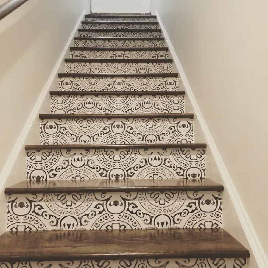 Basement Stairs With Wallpaper