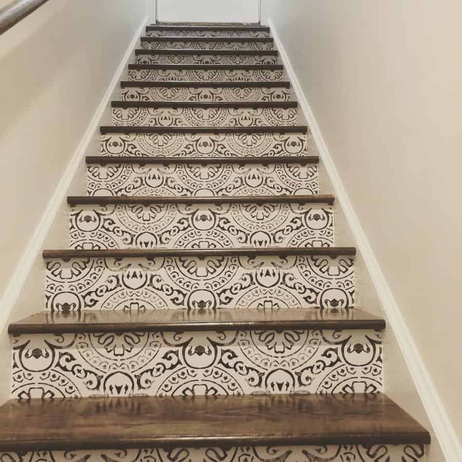 Stylish stairway with patterned wall