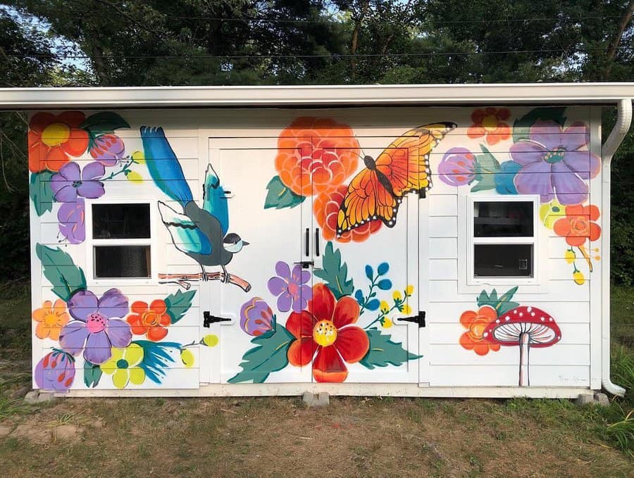 Garden shed with mural