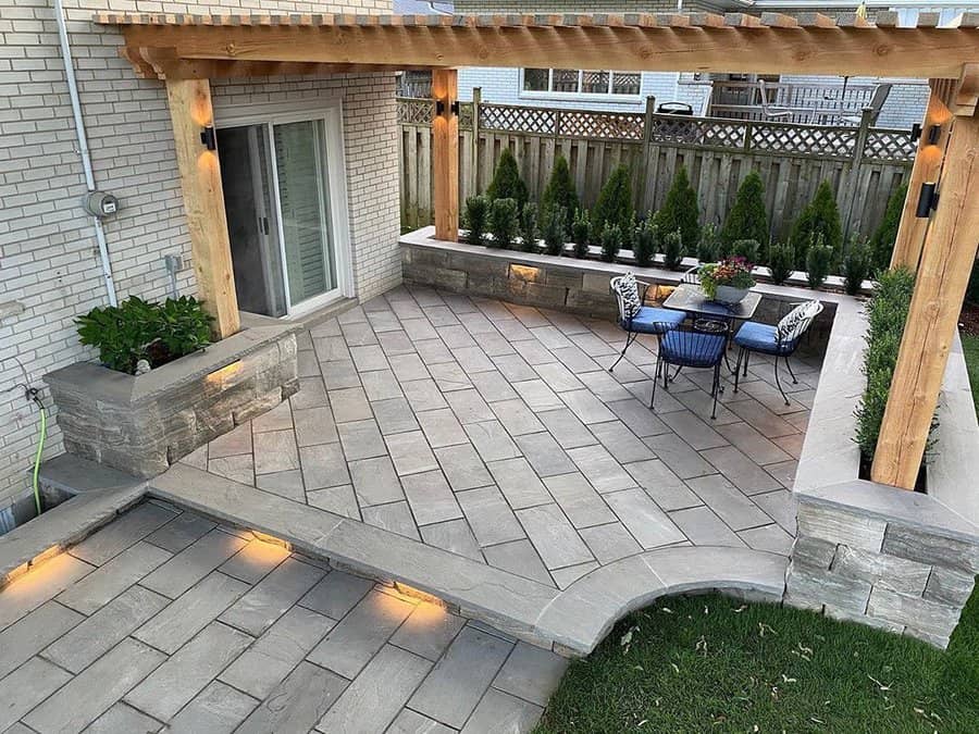 Backyard with pergola and seating area