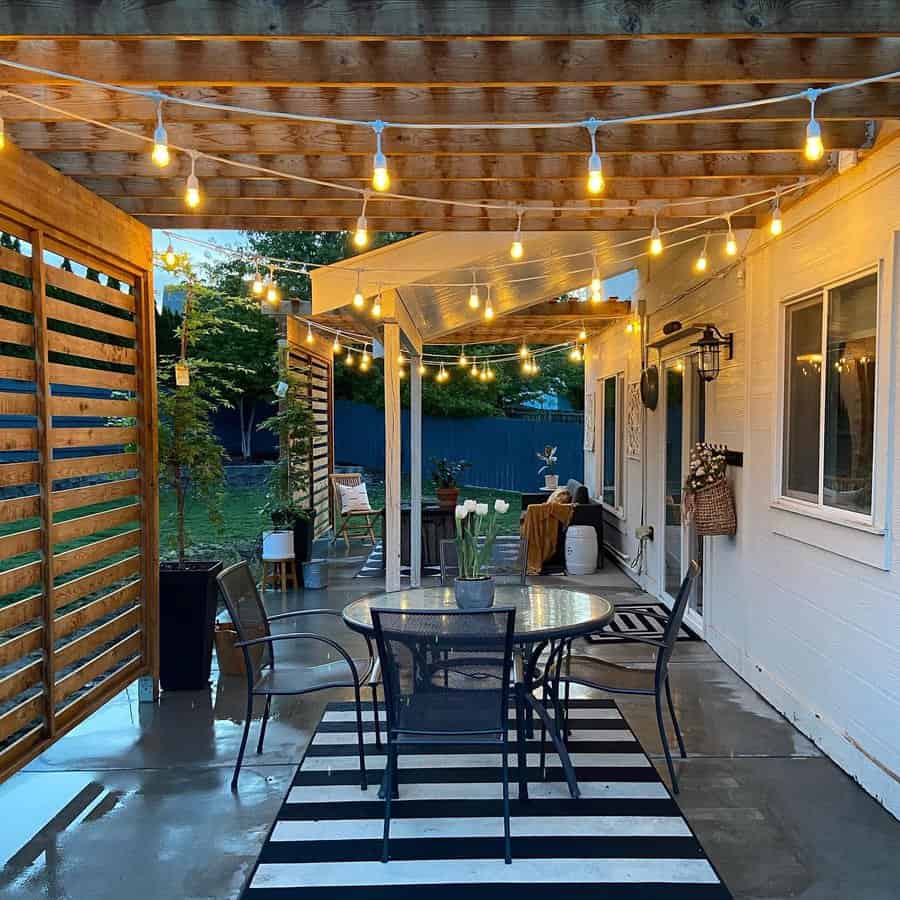 Pergola with hanging lights 