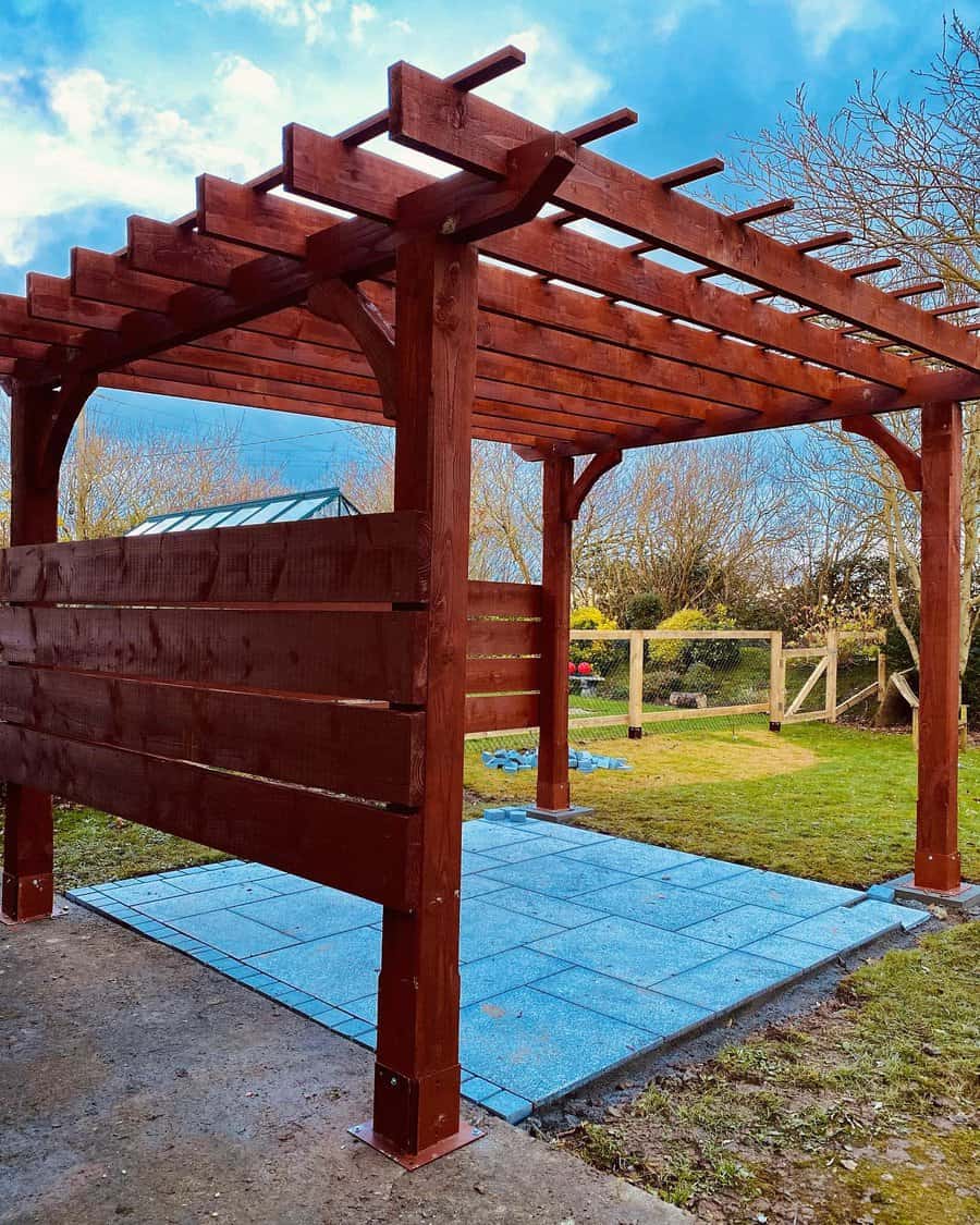 pergola with intersecting rafters