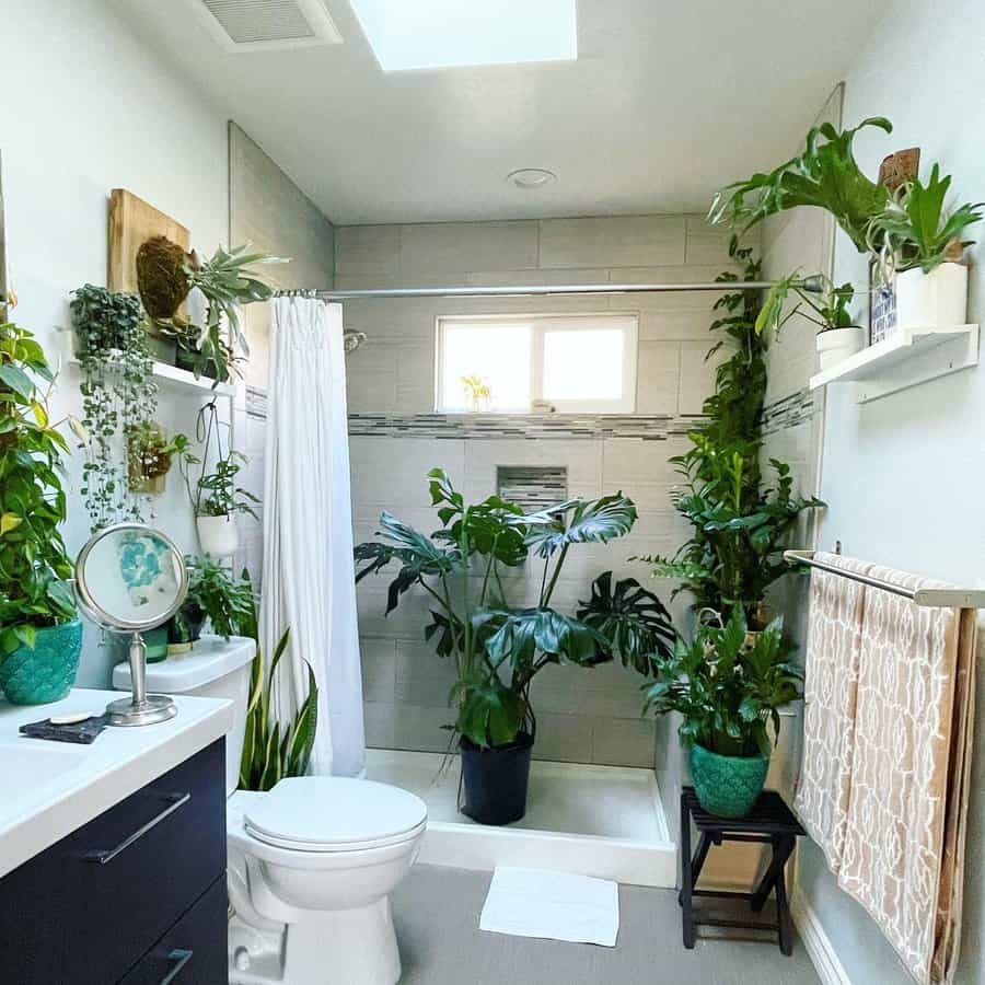 Bathroom with plants