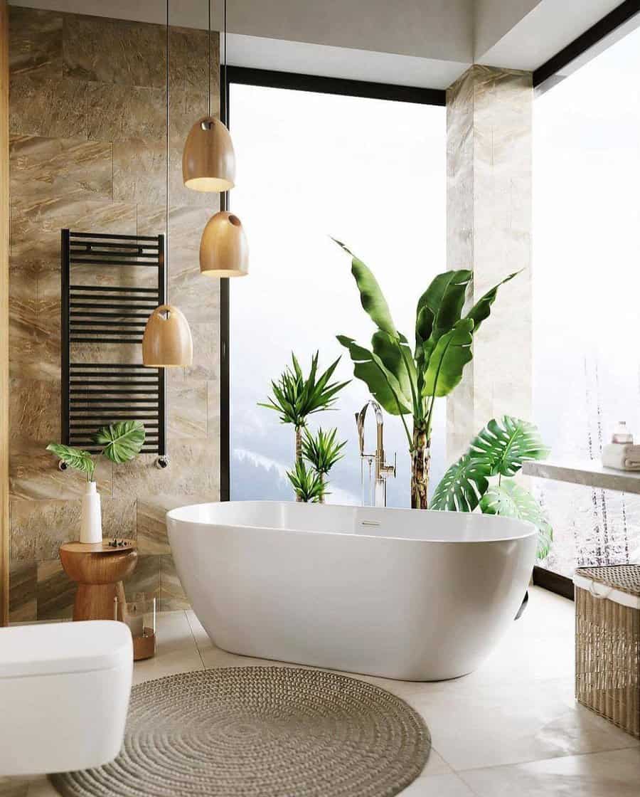 Bathroom with plants