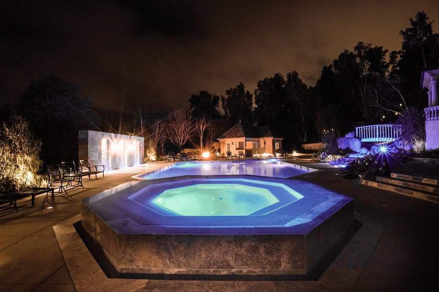 LED lights on outdoor pool