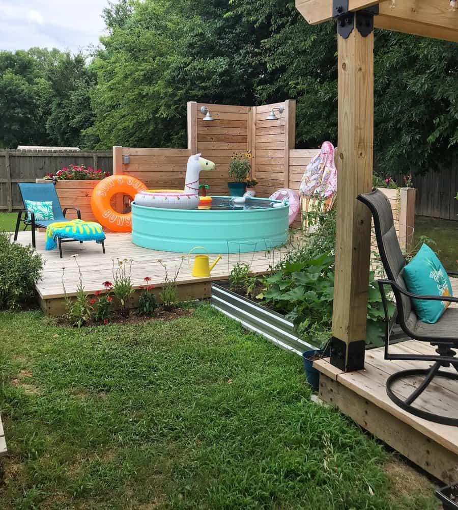 Floating deck with pool area