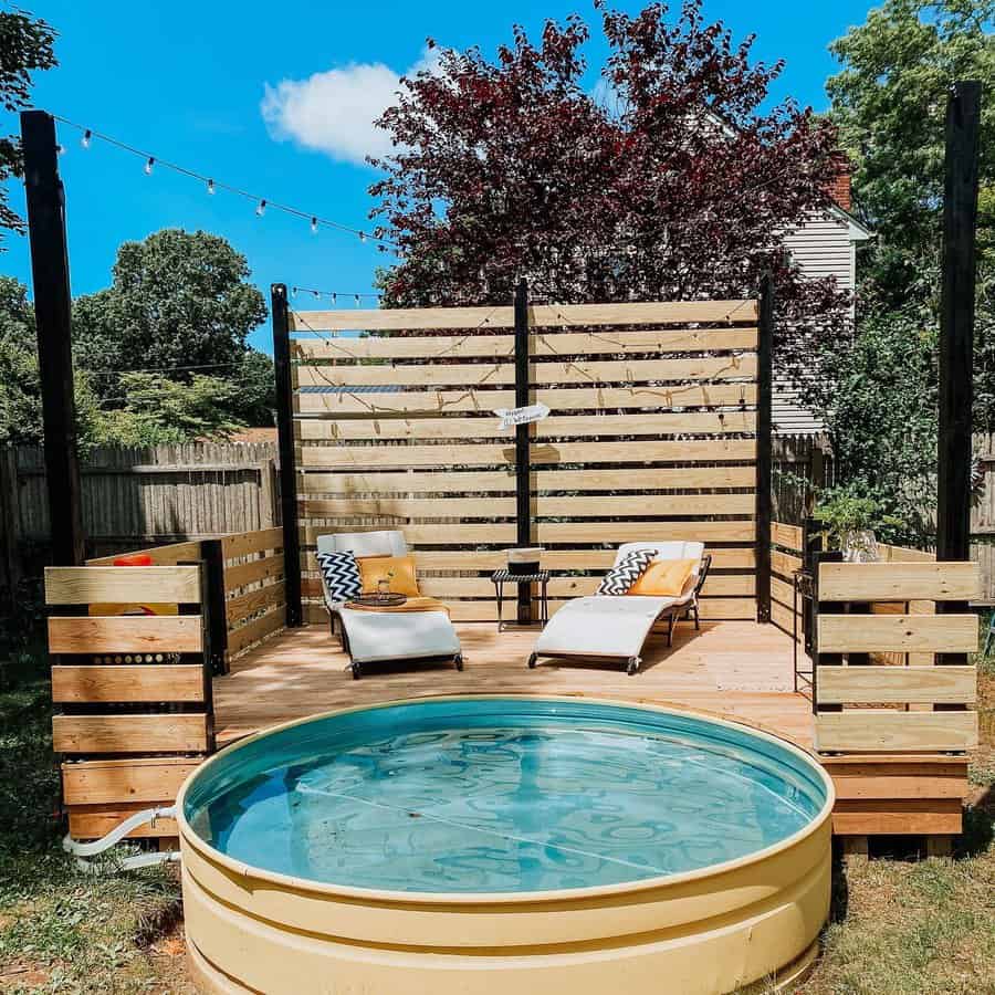 floating deck with pool area