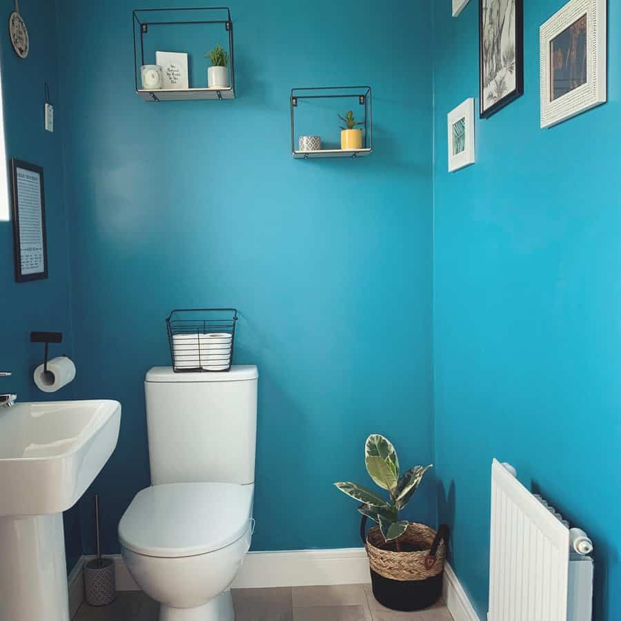 Bold blue bathroom design