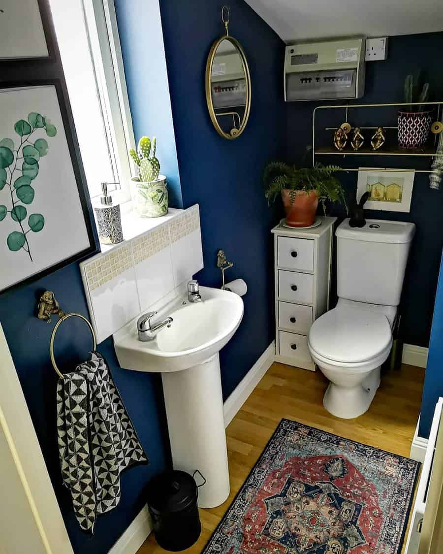 Bold blue bathroom design