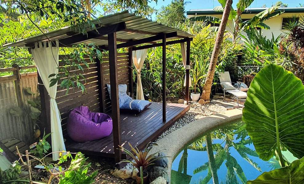 Rustic pool cabana