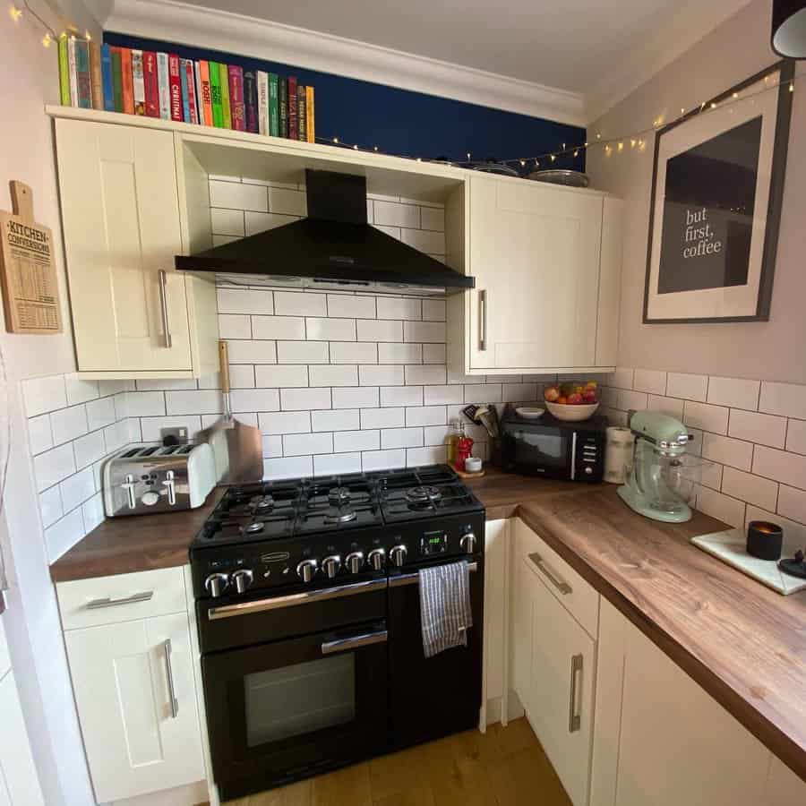 Rustic small kitchen with open shelving