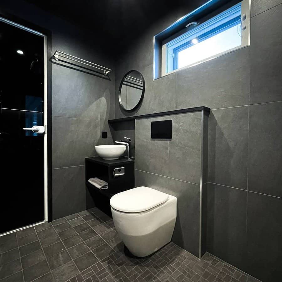 Black and white bathroom with Scandinavian touches