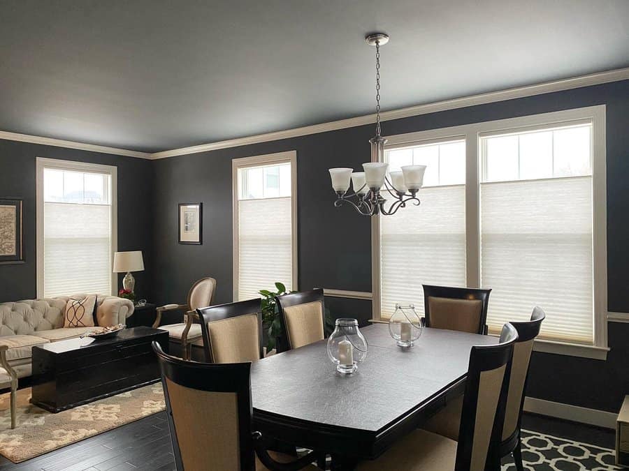 Elegant dining room with light filtering cellular shades