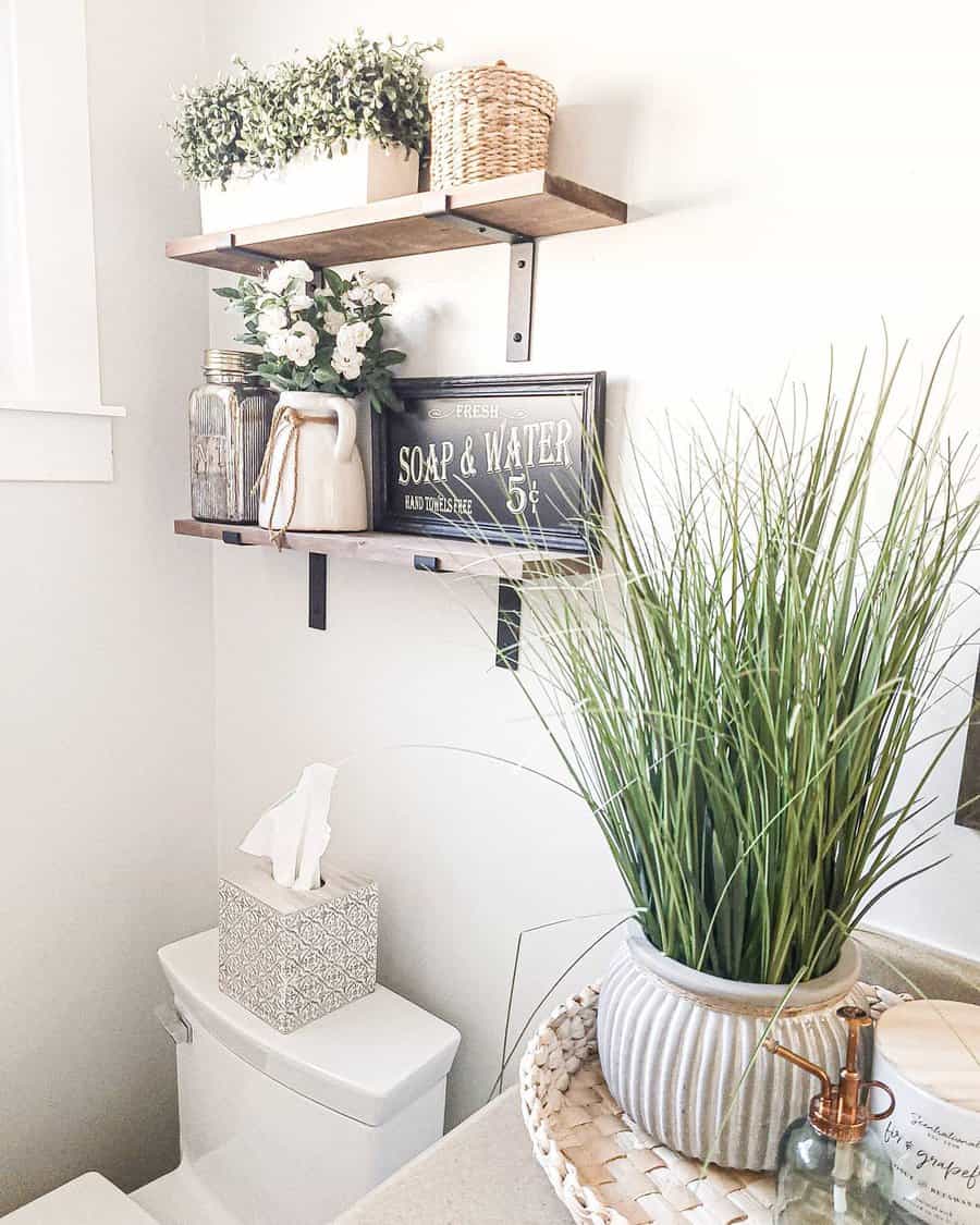 Small bathroom with shelves