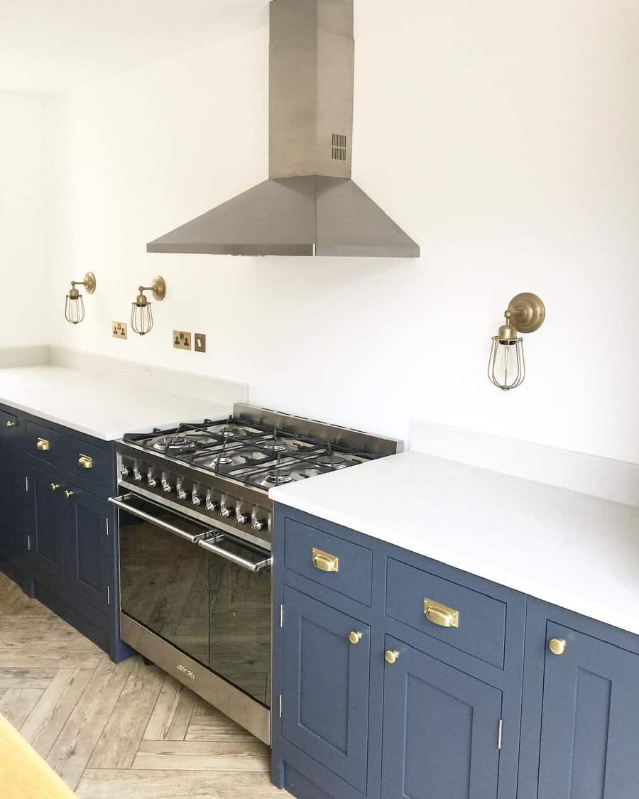 small kitchen with gold fixtures 