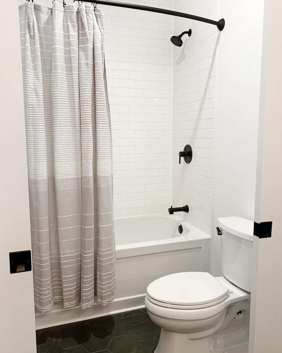 small bathroom with black fixtures