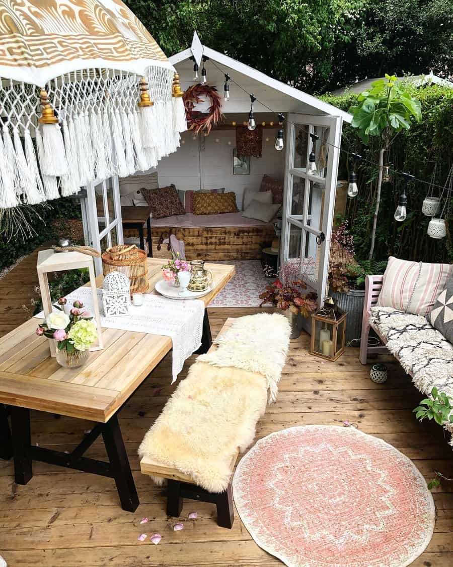 Rustic reading nook she shed