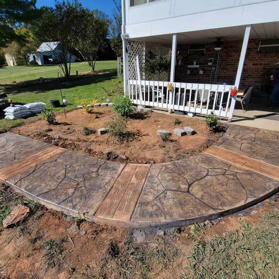 Stamped concrete walkway