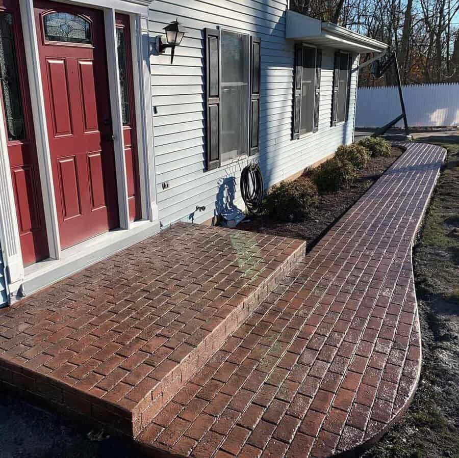 Stamped concrete walkway