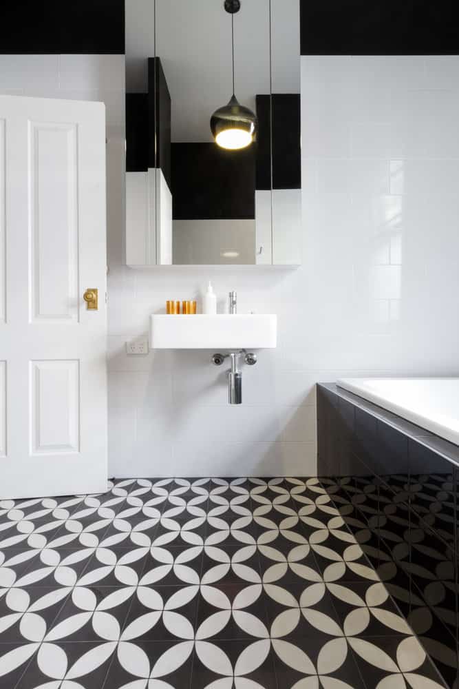 Black and white bathroom tile