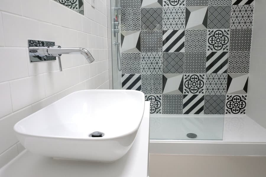 Black and white bathroom tile