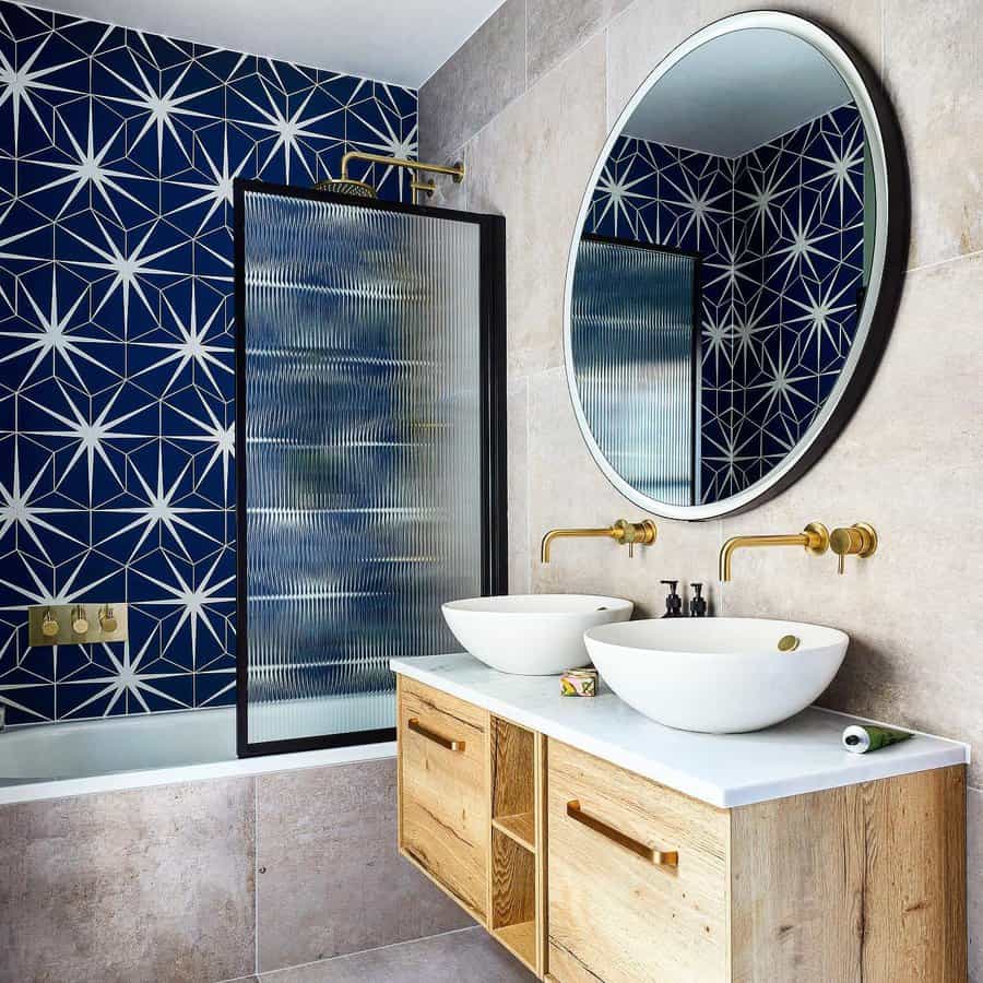 Blue tile bathroom design