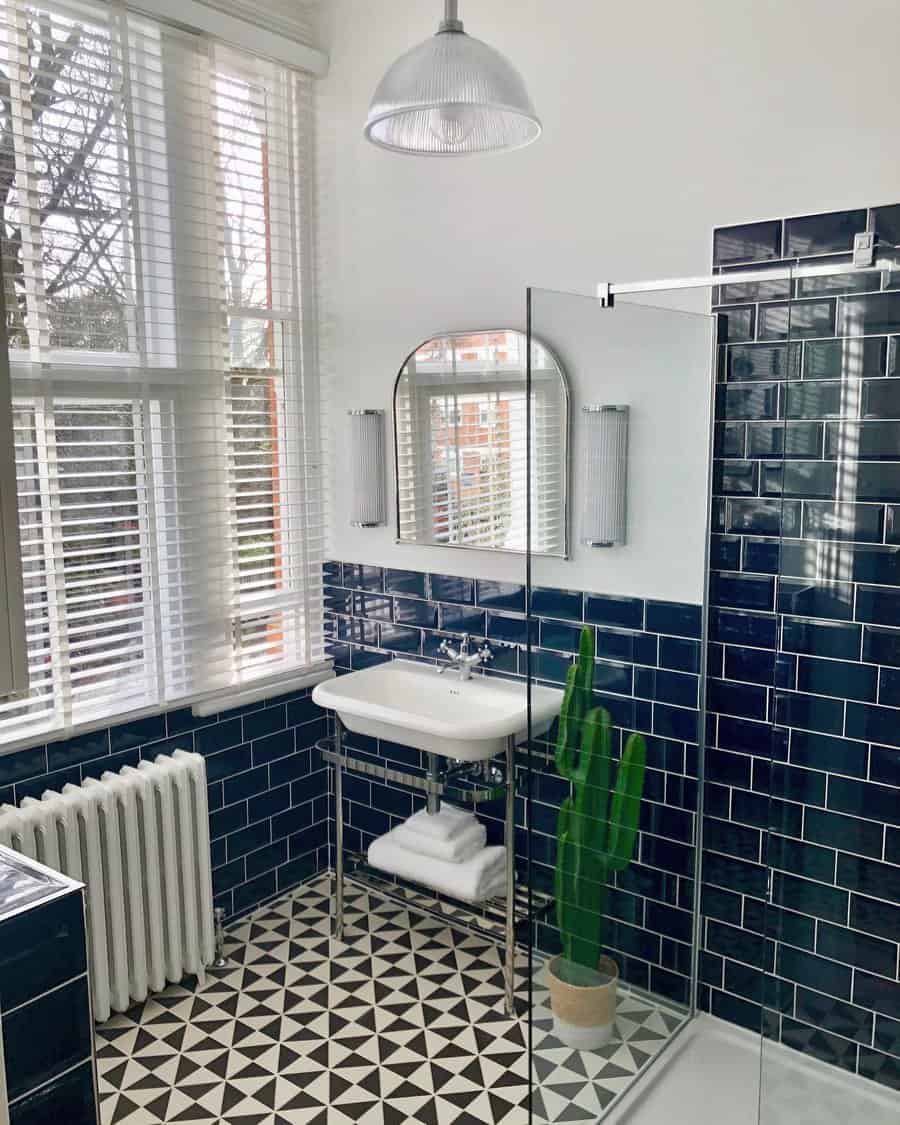 Blue tile bathroom design