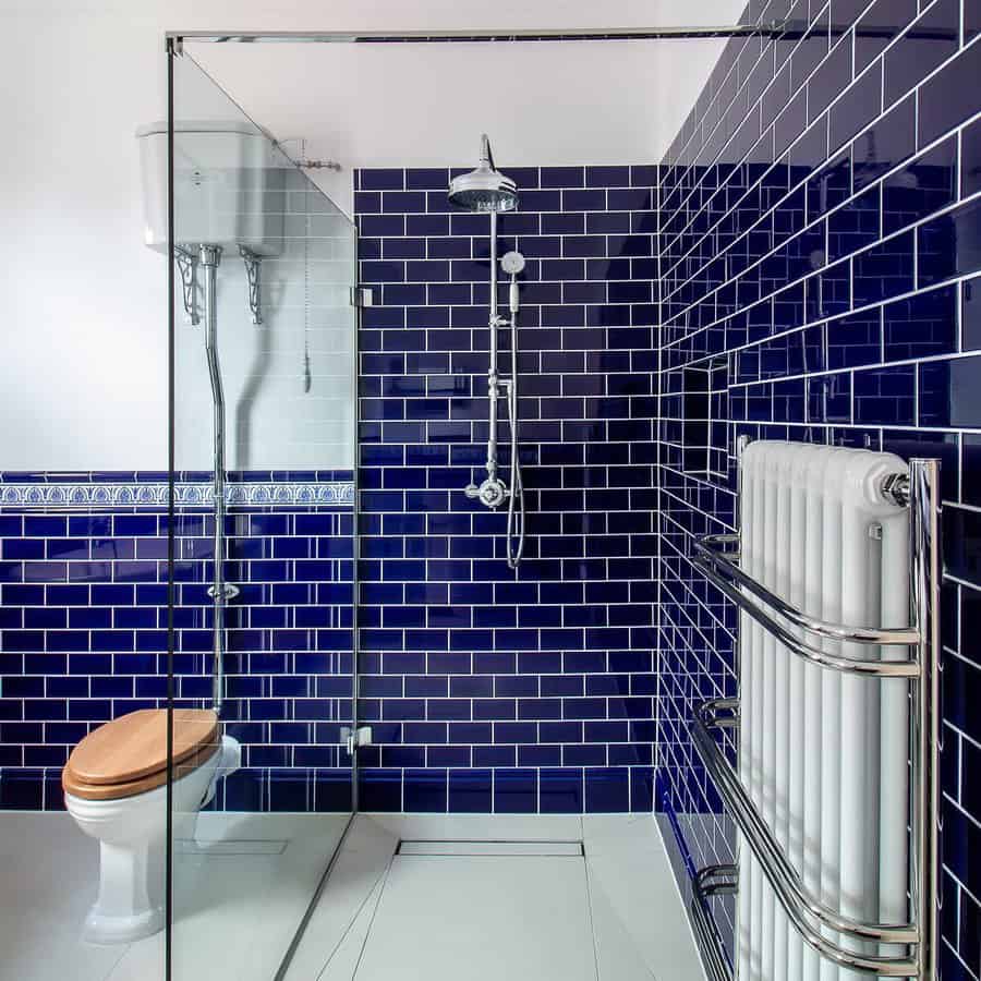 Blue tile bathroom design