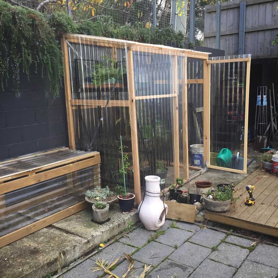 Mini wooden greenhouse