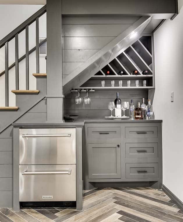 Basement Stairs With Under The Stairs Wine Rack