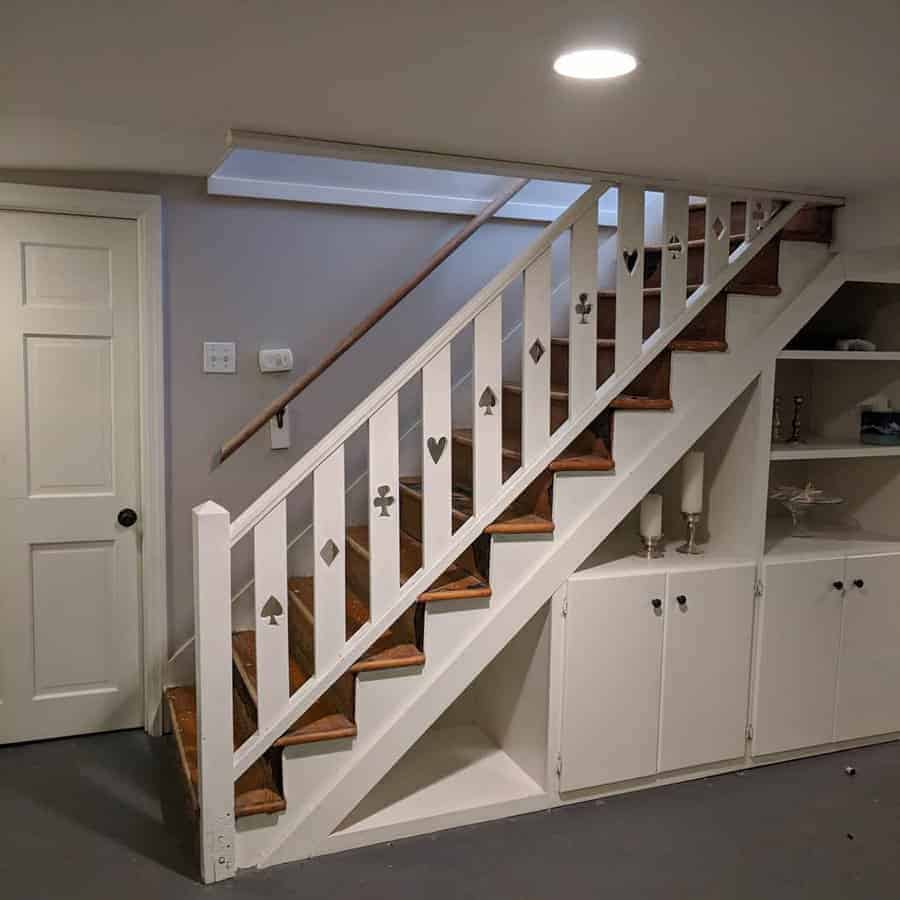 Basement Stairs With Handrail Stencils