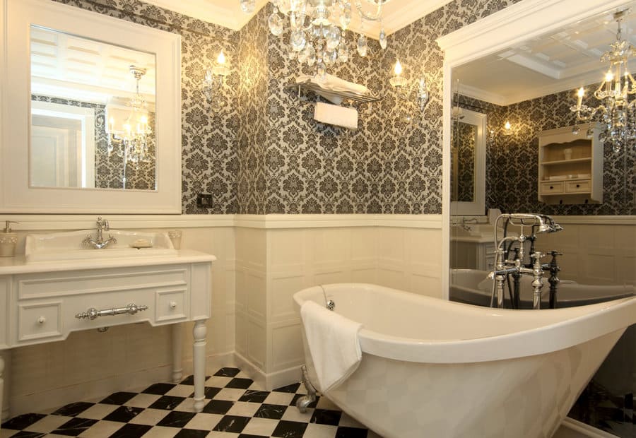 Black and white bathroom with vintage charm