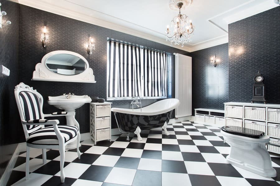 Black and white bathroom with vintage charm