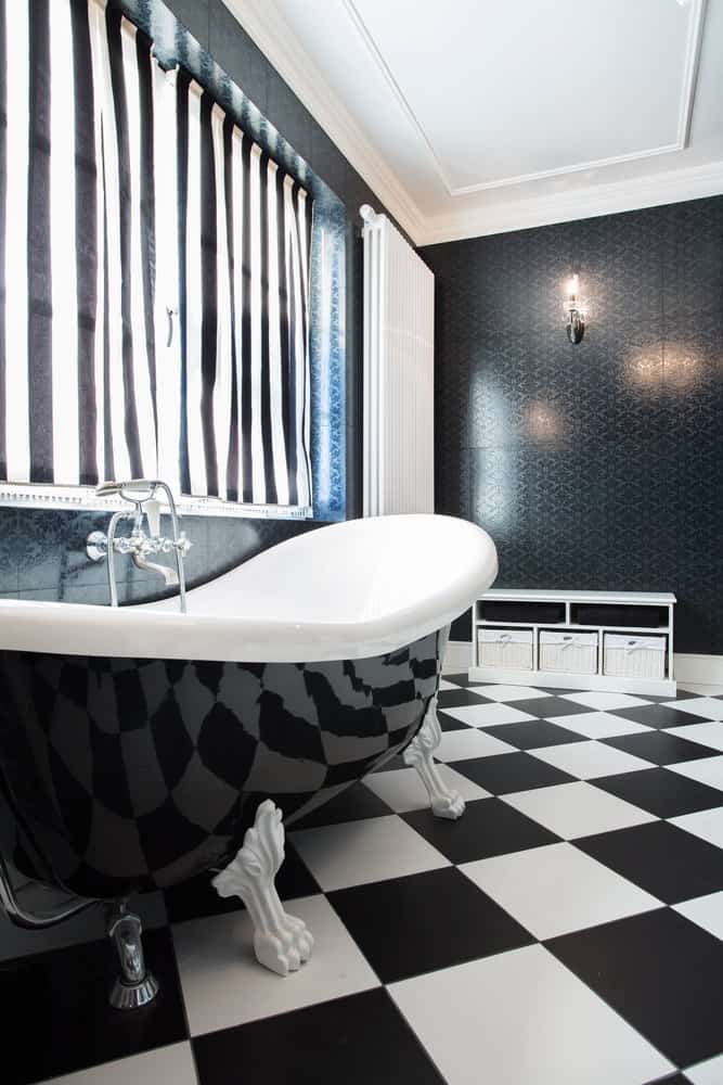 Black and white bathroom with vintage charm