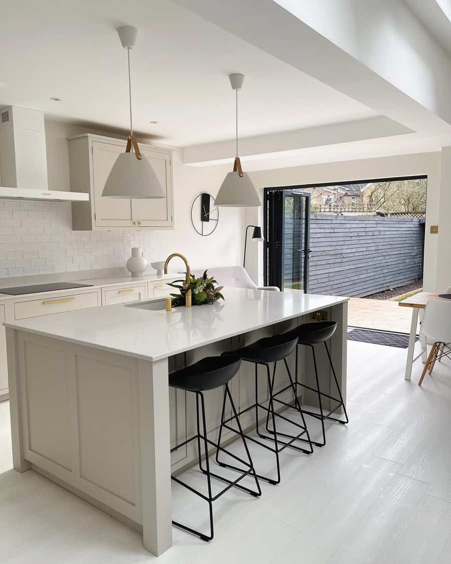 Scandinavian kitchen with cone pendants and sleek design