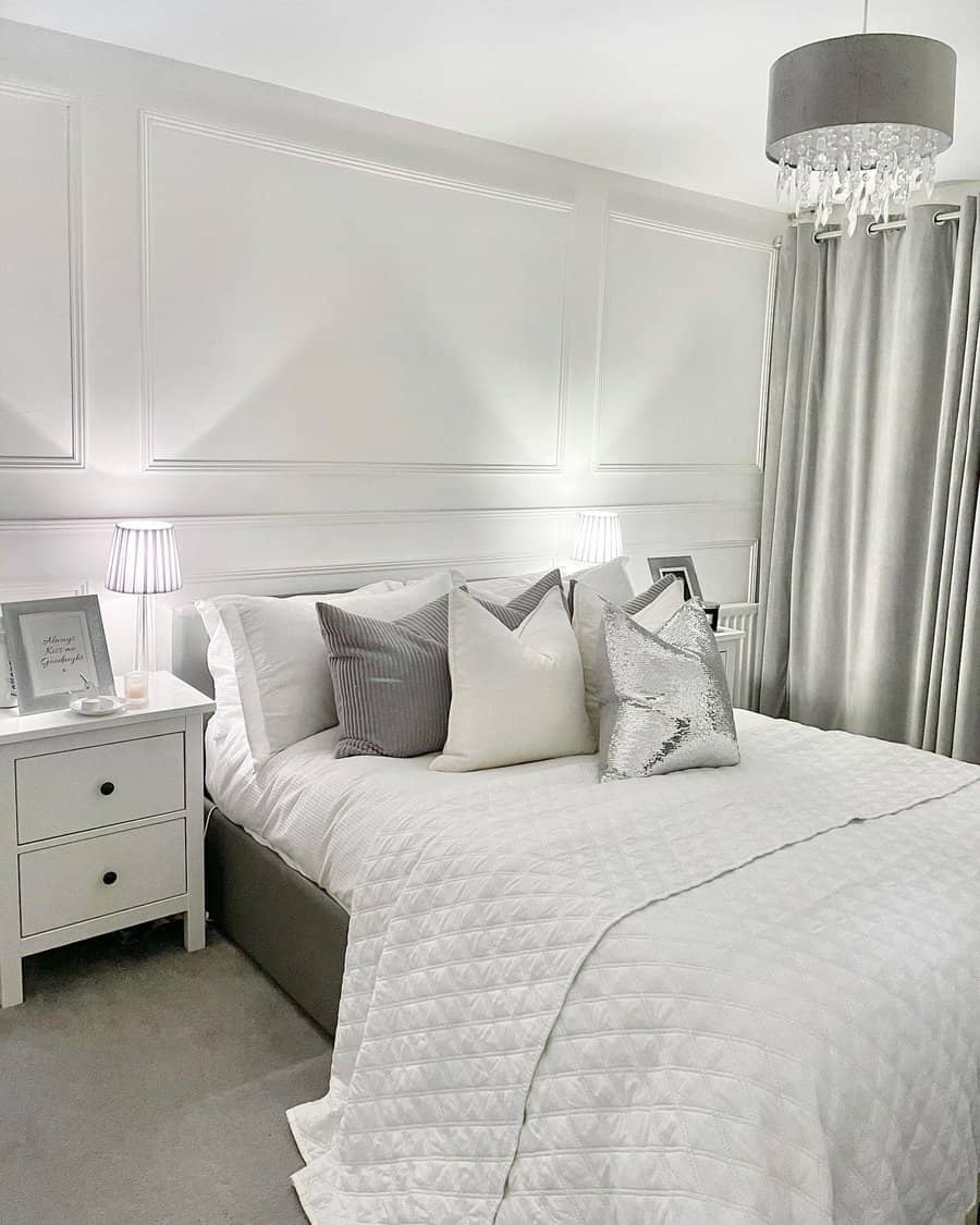 Elegant bedroom with silver accent