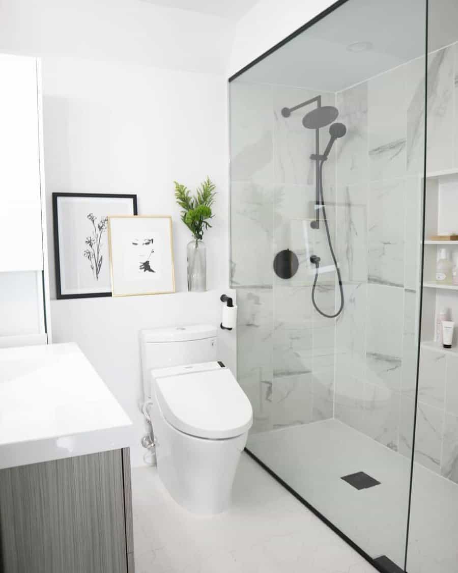 White Small Bathroom Flooring Ideas blackstarinteriors